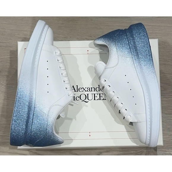 ALEXANDER McQueen Oversized Sneakers Ombre Blue Glitter Airbrush NEW size 38.5 - Picture 6 of 16